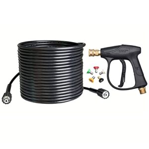 dusichin 50 ft hose wand high pressure washer gun 3000 psi max 5 pressure power washer nozzles and kink resistant 3000 psi high pressure washer hose replacement with m22-14mm thread dus-221