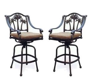 sunvuepatio patio bar stools set of 2 swivel palm tree cast aluminum outdoor desert bronze