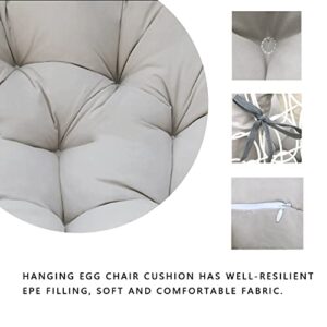 Hanging Basket Seat Cushion, Thicken Hanging Egg Chair Cushion, Washable Hanging Basket Chair Cushion, Basket Egg Chair Cushion with Headrest (Grey)