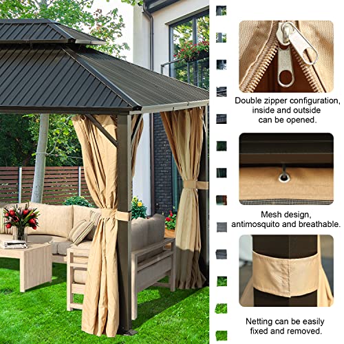BPS Hardtop Gazebo Outdoor Tent Shelter Canopy 10' X 12' with Netting for Patio, Garden, Yard and Party