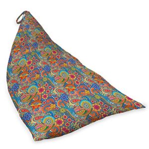 Lunarable East Lounger Chair Bag, Colorful Paisley Floral Pattern Classical Ornamental Medieval Art, High Capacity Storage with Handle Container, Lounger Size, Multicolor