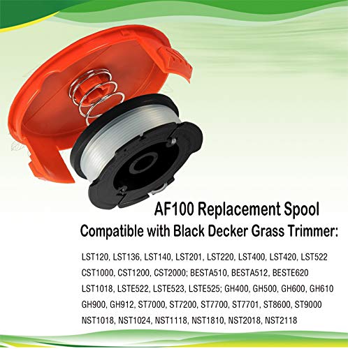 BOOTOP PIN AF-100 Spool, AF100 Replacement Spool for Black and Decker AF1003ZP AF-100-3ZP AF-100-2 Weed Eater Parts AF-100-BKP for GH900 GH600 LST420 String Trimmer Line 30ft 0.065"
