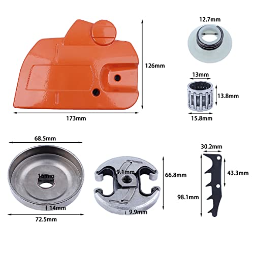 Adefol Chainsaw Brake Clutch Cover and .325" 7T Clutch Drum For Husqvarna 445 450 with Worm Gear Needle Bearing Felling Dog Spike Replacement Parts for 544097902, 578097901, 503931801