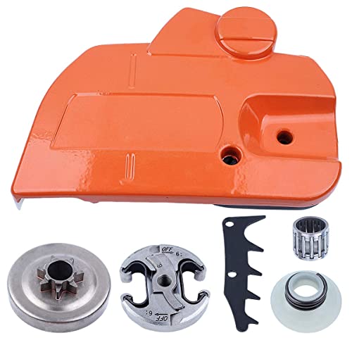 Adefol Chainsaw Brake Clutch Cover and .325" 7T Clutch Drum For Husqvarna 445 450 with Worm Gear Needle Bearing Felling Dog Spike Replacement Parts for 544097902, 578097901, 503931801