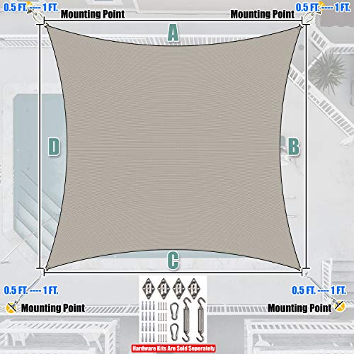 Amgo 8' x 16' Grey Rectangle Sun Shade Sail Canopy Awning ATAPR0816, 95% UV Blockage, Water & Air Permeable, Commercial and Residential (We Customize)