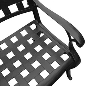 Oakland Living 1048-MESH-KD-CHAIR-LBK Modern Outdoor Mesh Cast Aluminum Black Patio Dining Chair