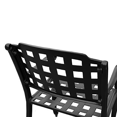 Oakland Living 1048-MESH-KD-CHAIR-LBK Modern Outdoor Mesh Cast Aluminum Black Patio Dining Chair