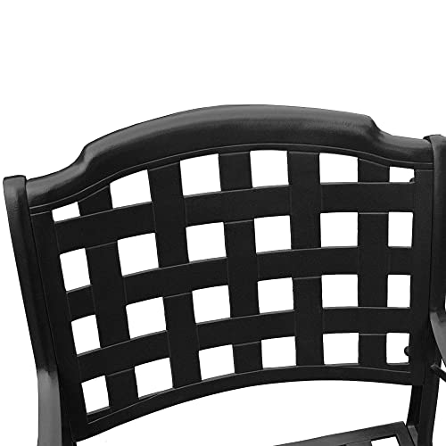 Oakland Living 1048-MESH-KD-CHAIR-LBK Modern Outdoor Mesh Cast Aluminum Black Patio Dining Chair