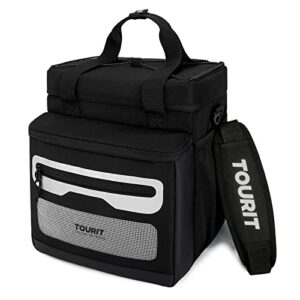 tourit soft cooler bag 40/52 can large collapsible soft sided cooler 33/39 l beach portable cooler ice chest insulated for picnic, beach, trip, black