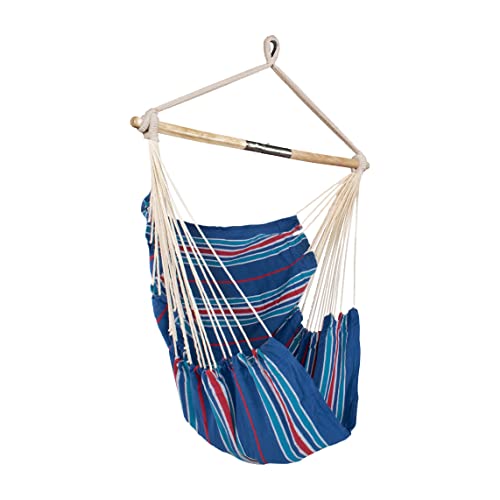 Bliss Hammocks WM-412F_2 Polyester Multi Color Hammock Chair with Collapsible Push-Pin Spreader Bar, Patriotic Stripe