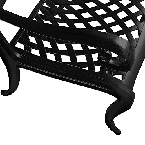 Oakland Living 1855-ROSE-MESH-KD-CHAIR-LBK Ornate Traditional Outdoor Cast Aluminum Black Rose Patio Dining Chair