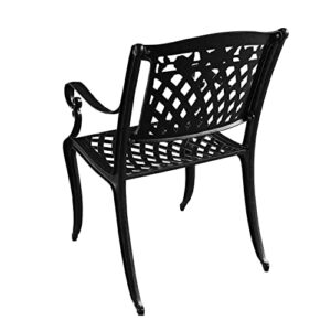 Oakland Living 1855-ROSE-MESH-KD-CHAIR-LBK Ornate Traditional Outdoor Cast Aluminum Black Rose Patio Dining Chair