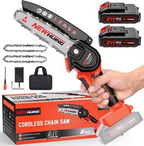 6-inch mini electric chainsaw cordless – handheld portable chainsaw with 2 batteries – 21v rechargeable power chain saws for tree trimming wood cutting