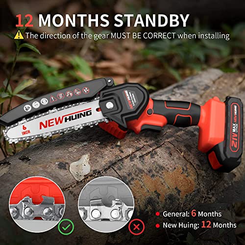 6-Inch Mini Electric Chainsaw Cordless - Handheld Portable Chainsaw with 2 Batteries - 21V Rechargeable Power Chain Saws for Tree Trimming Wood Cutting