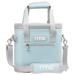 rtic soft cooler 20 insulated bag, sky blue, leak proof zipper, portable ice chest cooler for travel, lunch, work, cars, picnics, beaches & trips