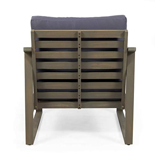 Christopher Knight Home Adrian Outdoor Acacia Wood Club Chairs with Water Resistant Cushions, Gray and Dark Gray