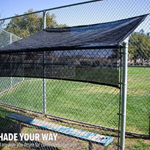 PowerNet Fence Shade Net Cover | Portable Baseball Softball Dugout Sun Screen | 18.75 FT x 7 FT | Blocks Sun to Keep Players Cool | Easily Attach to Any Chain Link Fence with Included Bungee Ball Ties