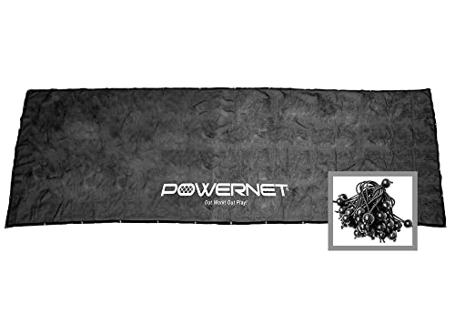 PowerNet Fence Shade Net Cover | Portable Baseball Softball Dugout Sun Screen | 18.75 FT x 7 FT | Blocks Sun to Keep Players Cool | Easily Attach to Any Chain Link Fence with Included Bungee Ball Ties