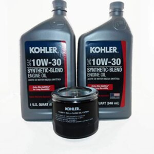 maintenance (2 qts) synthetic blend 10w30 kohler engine oil & (1) kohler 12 050 01-s1 oil filter