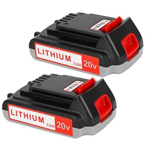 yookoto upgraded 2 pack replacement black and decker 20v battery3.0ah compatible with battery lbxr20 lb20 lbx20 lb2x4020-ope lbxr20b-2 cordless power tools