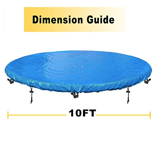 SIHAIAN Trampoline Cover- 8-15 Ft Trampoline Protective Cover, Easy to Install Trampoline Weather Cover, Waterproof Trampoline Covers, Anti-UV, Snow, Dust-Proof Trampoline Cover (10 FT Blue)