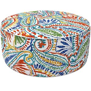 lvtxiii outdoor/indoor inflatable ottoman, patio footrest stool, portable round pouf for patio garden, camping or home, 21x21x9 paisley
