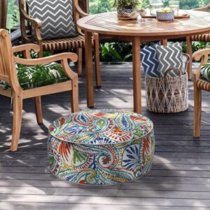 LVTXIII Outdoor/Indoor Inflatable Ottoman, Patio Footrest Stool, Portable Round Pouf for Patio Garden, Camping or Home, 21x21x9 Paisley