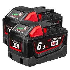 growfeat 2pack 6500mah replacement battery for milwaukee m-18 battery