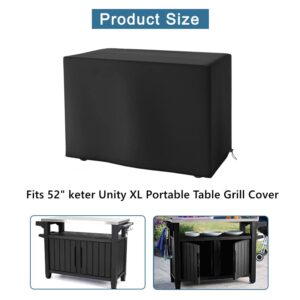 Outdoor Prep Table Cover for 52Inch Keter Unity XL Portable Table - Waterproof, Dustproof, UV Resistant, All-Weather Protective Cover