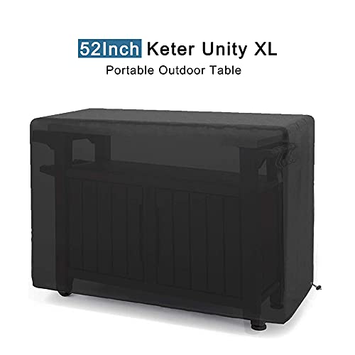 Outdoor Prep Table Cover for 52Inch Keter Unity XL Portable Table - Waterproof, Dustproof, UV Resistant, All-Weather Protective Cover