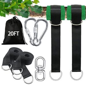 igolfluck tree swing straps hanging kit 50cm/8ft/15ft/20ft/25ft, extra long tree swing straps holds 5500 lbs with lock carabiners & tree protectors, safer for all swing & hammock (20ft)
