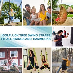 igolfluck Tree Swing Straps Hanging Kit 50CM/8FT/15FT/20FT/25FT, Extra Long Tree Swing Straps Holds 5500 lbs with Lock Carabiners & Tree Protectors, Safer for All Swing & Hammock (20FT)