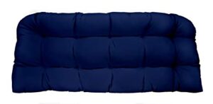 rsh décor indoor outdoor tufted love seat wicker cushion patio weather resistant ~ choose color & size (royal blue, 44″ x 22″)