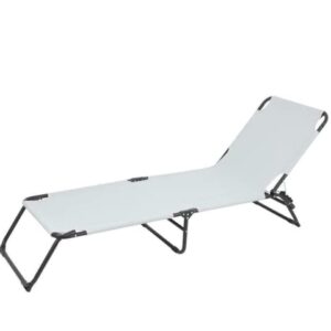 White Beach Lounge Chair for Patio, Beach, Poolside, Camping