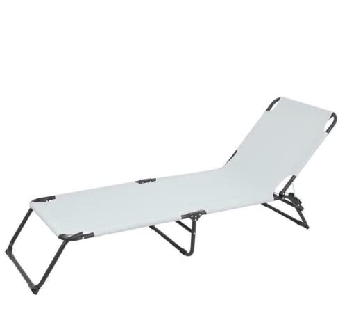 White Beach Lounge Chair for Patio, Beach, Poolside, Camping