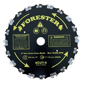 forester 9” chainsaw brush cutter blade – 20 tooth circular trimmer saw blade – for trimming trees, clearing underbrush, cutting string, weeds and bush