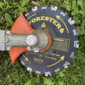 Forester 9” Chainsaw Brush Cutter Blade – 20 Tooth Circular Trimmer Saw Blade - for Trimming Trees, Clearing Underbrush, Cutting String, Weeds and Bush