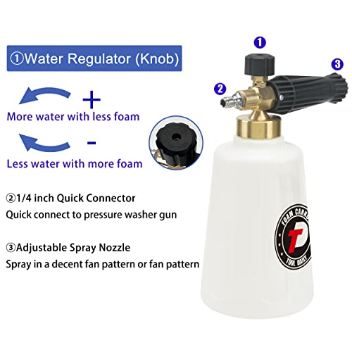 Tool Daily Pressure Washer Foam Cannon for Car Wash, Snow Foam Lance, Additional Orifice Nozzle 1.1mm, 1/4 Inch