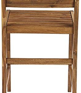 Teal Island Designs Nova Natural Acacia Wood Outdoor Bar Stools Set of 2 Brown 24" High Farmhouse Rustic Plank Seat with Ladder Backrest Footrest for Kitchen Counter Island Patio Garden Balcony