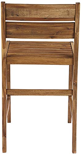 Teal Island Designs Nova Natural Acacia Wood Outdoor Bar Stools Set of 2 Brown 24" High Farmhouse Rustic Plank Seat with Ladder Backrest Footrest for Kitchen Counter Island Patio Garden Balcony