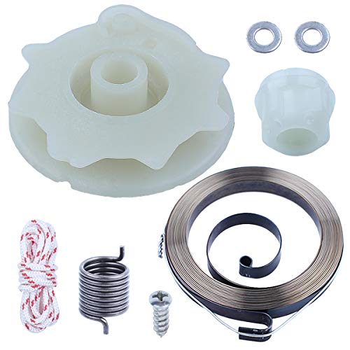 Adefol Chainsaw Recoil Starter Pulley Spring Kit for Poulan PP4218 PP4620AV PPB4018 SM4218AV with Recoil Spring W/Hub, Starter Rope, Bolt w/Washer Replacement Parts for 530071966