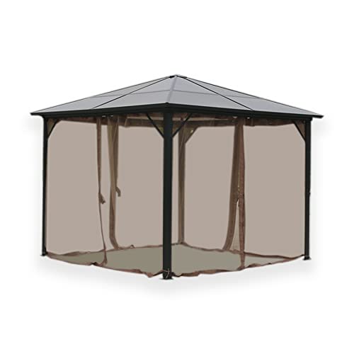 Garden lucky Replacement Gazebo Mosquito Netting 4 Panels for Patio Garden Backyard (10'x10', Khaki, Only Netting)