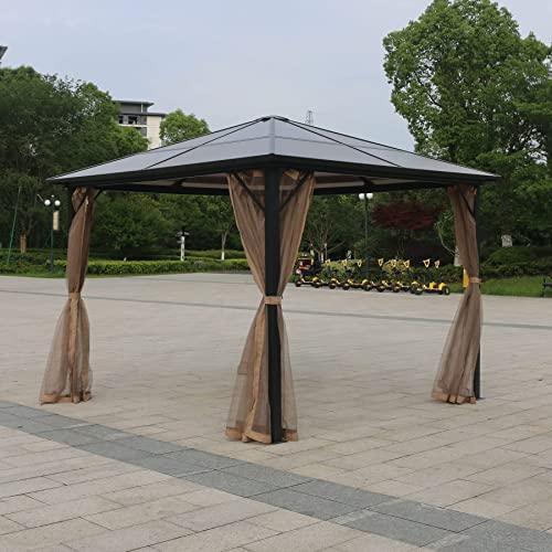 Garden lucky Replacement Gazebo Mosquito Netting 4 Panels for Patio Garden Backyard (10'x10', Khaki, Only Netting)