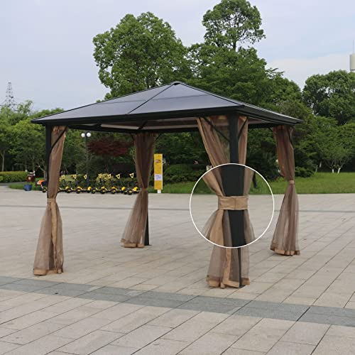 Garden lucky Replacement Gazebo Mosquito Netting 4 Panels for Patio Garden Backyard (10'x10', Khaki, Only Netting)