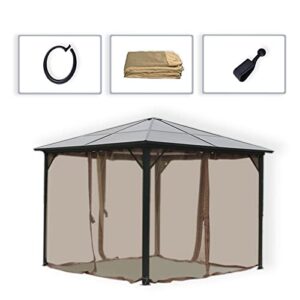 Garden lucky Replacement Gazebo Mosquito Netting 4 Panels for Patio Garden Backyard (10'x10', Khaki, Only Netting)