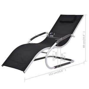 CKioict Sun Lounger,Leisure Chairs,Outdoor Pool Furniture,Suitable for Other Outdoor Living Space, Pool Deck, Garden, Patio, Patio with Pillow Aluminum and Textilene Black