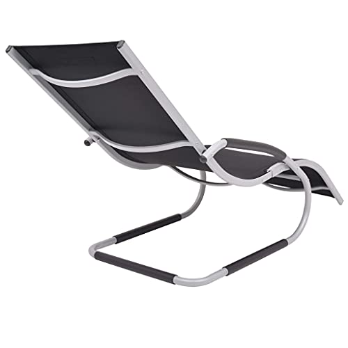 CKioict Sun Lounger,Leisure Chairs,Outdoor Pool Furniture,Suitable for Other Outdoor Living Space, Pool Deck, Garden, Patio, Patio with Pillow Aluminum and Textilene Black