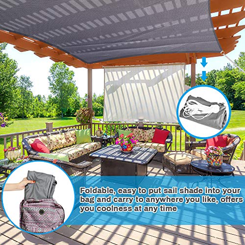 Sun Sail Shades Rectangular Waterproof, Jhua 9.8 x 6.5ft Sun Shade Sail Rectangle 160GSM UV Block Sail Canopy for Patio Backyard Lawn Garden Deck Sand, Outdoor Activities