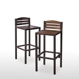 christopher knight home lilith indoor acacia barstools with iron frames, 2-pcs set, dark brown / rustic metal