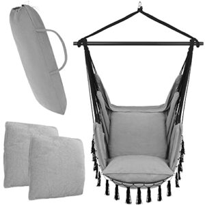 vita5 hanging chair outdoor & indoor- sturdy & safe hammock chair – stylish boho hanging chair for bedroom decor – easy to assemble hammock swing – comfy padded hanging swing – swinging chair
